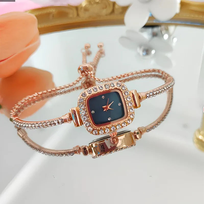 Reloj de Lujo para Mujer - Pulsera Fina Dorada, Diseño Moderno, Movimiento de Cuarzo, Estilo Brazalete