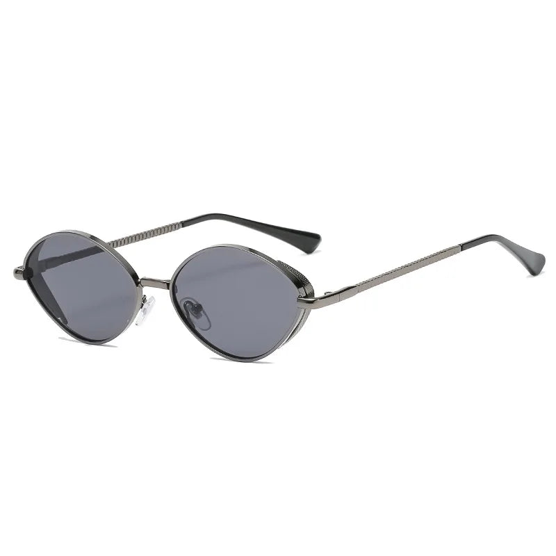 Gafas de Sol Ovaladas de Moda - Patas con Detalles de Diamante, Montura Metálica Vintage, Estilo Sofisticado UV400