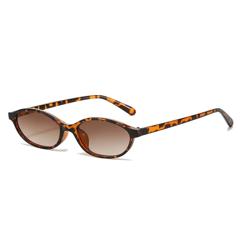 Gafas de Sol para Mujer 2024 – Diseño Retro Ovalado con Montura de Leopardo Marrón