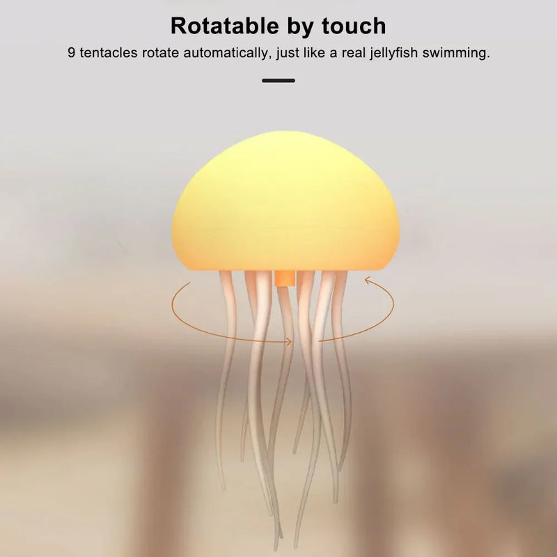 Cartoon Dancing Jellyfish Night Light RGB Gradient Cute Jellyfish Bedside Lamp Voice Control Type-C Charging LED Night Lamp