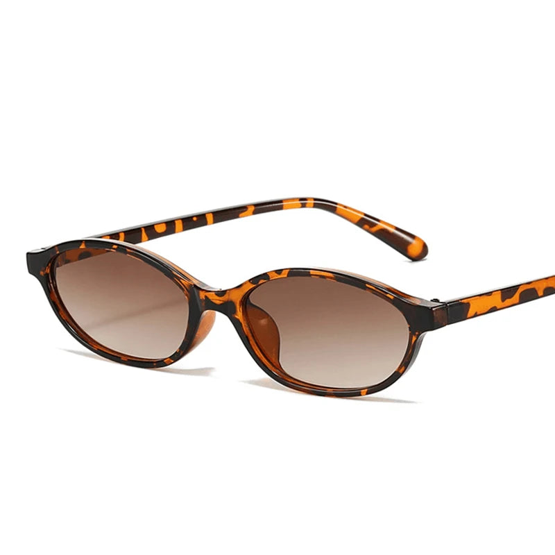 Gafas de Sol para Mujer 2024 – Diseño Retro Ovalado con Montura de Leopardo Marrón